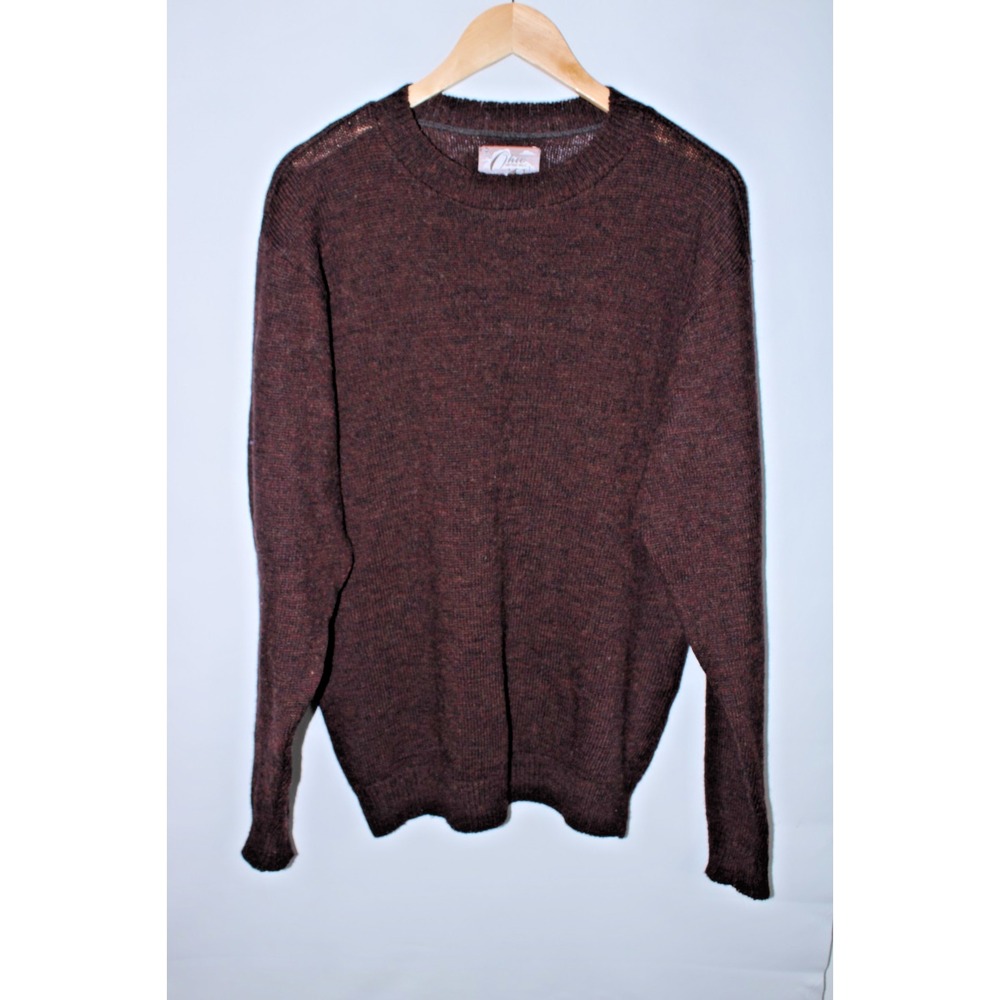 Ohio Knitting Mills Men's Large Brown Crew Neck Wool Sweater